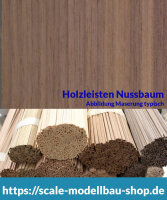 Nussbaum Holzleiste  3 x  3 mm