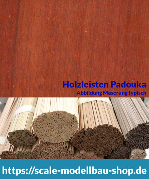 Padouk Holzleiste  0,6/0,7 x  2 mm