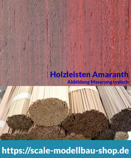 Amaranth Holzleiste  4 x  4 mm
