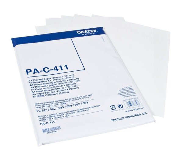 brother PAC411 weiß Thermopapier, 100 Blatt