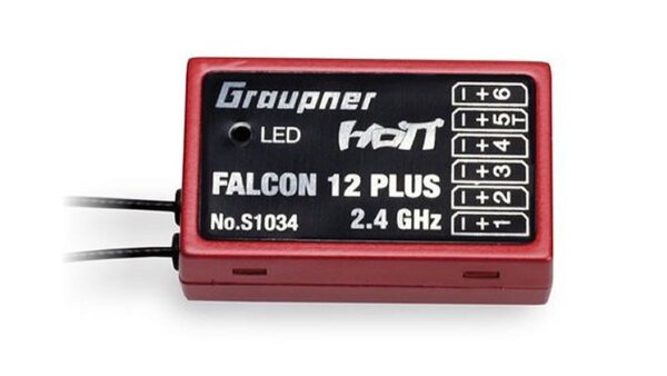 Dpower Graupner Falcon 12 plus HoTT - 2.4 GHz Empfänger 6 Kanäle + 3-Achs Gyro +