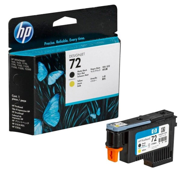 HP 72(C9384A) schwarz matt, gelb Druckkopf