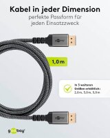 goobay DisplayPort 1.4 Kabel 1,0 m grau, schwarz, 1 St.