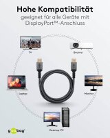 goobay DisplayPort 1.4 Kabel 2,0 m grau, schwarz, 1 St.