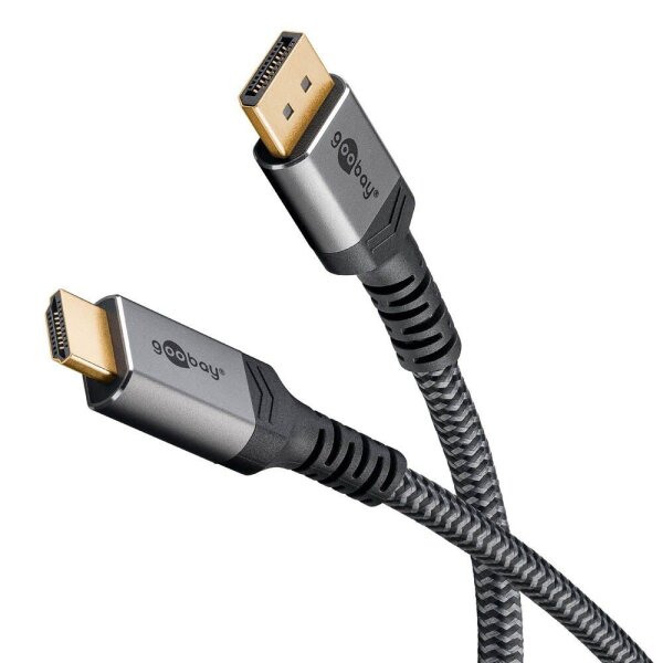 goobay DisplayPort 1.2/HDMI 2.0 Kabel 2,0 m grau, schwarz, 1 St.