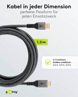 goobay DisplayPort 1.2/HDMI 2.0 Kabel 2,0 m grau, schwarz, 1 St.