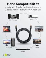 goobay DisplayPort 1.2/HDMI 2.0 Kabel 2,0 m grau, schwarz, 1 St.