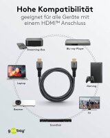goobay HDMI 2.0 Kabel 10,0 m grau, schwarz, 1 St.