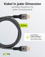 goobay HDMI 2.0 Kabel 10,0 m grau, schwarz, 1 St.
