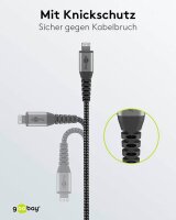 goobay Lightning/USB C Kabel 1,0 m grau, schwarz, 1 St.
