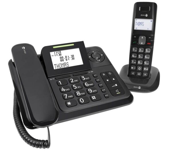 doro Comfort 4005 Schnurgebundenes Telefon-Set mit Anrufbeantworter schwarz