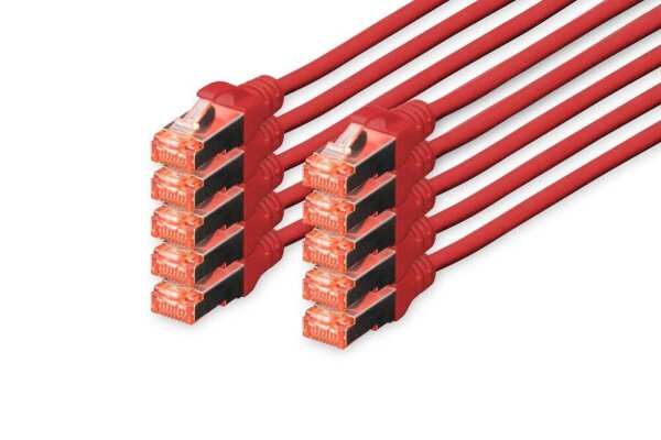 DIGITUS RJ45-Stecker/RJ-45 Stecker Netzwerkkabel DK-1644-010-R-10 1,0 m rot, 10 St.