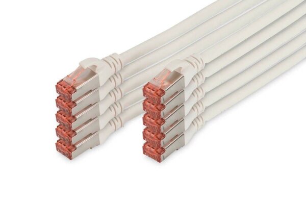 DIGITUS RJ45-Stecker/RJ-45 Stecker Netzwerkkabel DK-1644-010-WH-10 1,0 m weiß, 10 St.
