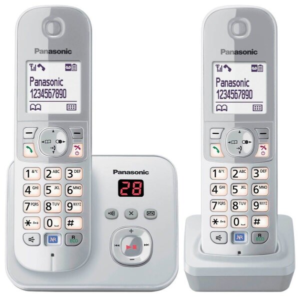 Panasonic KX-TG6822GS Schnurloses Telefon-Set mit Anrufbeantworter silber