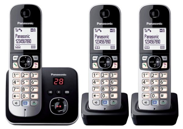 Panasonic KX-TG6823GB Schnurloses Telefon-Set mit Anrufbeantworter schwarz-silber