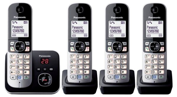 Panasonic KX-TG6824GB Schnurloses Telefon-Set mit Anrufbeantworter schwarz-silber