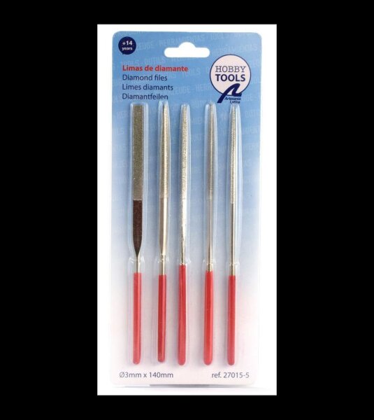 Artesania Latina SET 5 diamond files with different shapes (round / flat / half-round / triangular / square)