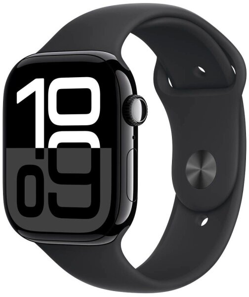 Apple Watch Series 10 46 mm Aluminium (GPS) Sportarmband M/L  schwarz, diamantschwarz