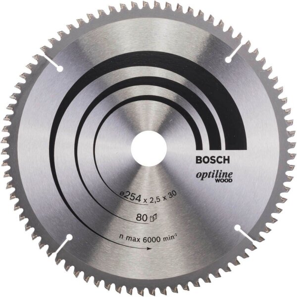BOSCH Optiline Wood Kreissägeblatt 254,0 mm, 80 Zähne, 1 St.