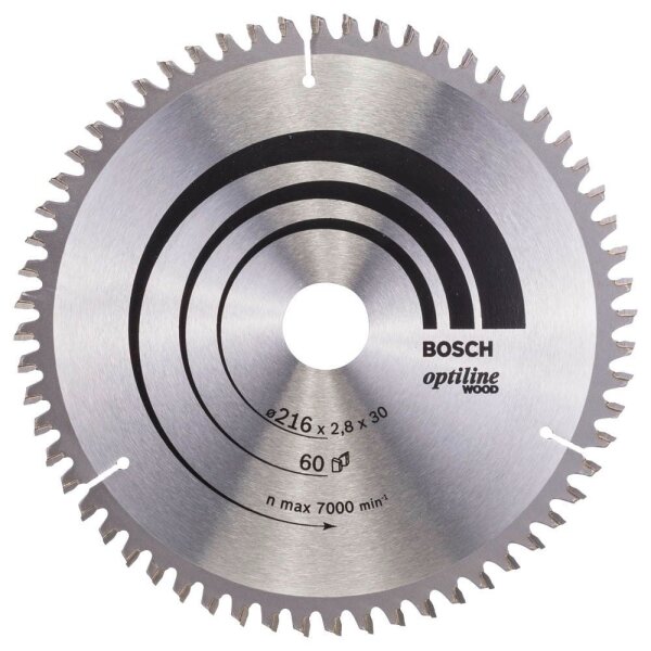 BOSCH Optiline Wood Kreissägeblatt 216,0 mm, 60 Zähne, 1 St.