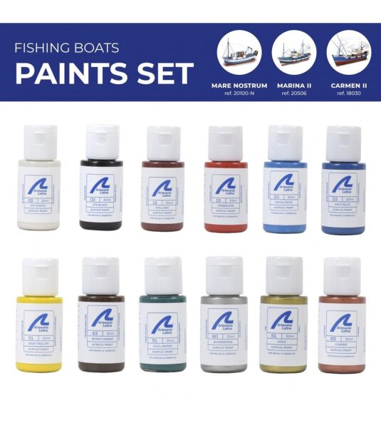 Artesania Latina FISHING AND TUG BOATS PAINTS SET (12 x 20 ml)