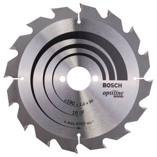 BOSCH Optiline Wood Kreissägeblatt 190,0 mm, 16 Zähne, 1 St.