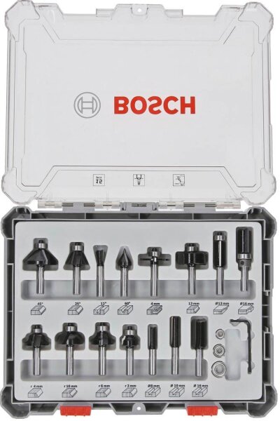 BOSCH Mixed Set Fräser-Set 15-teilig