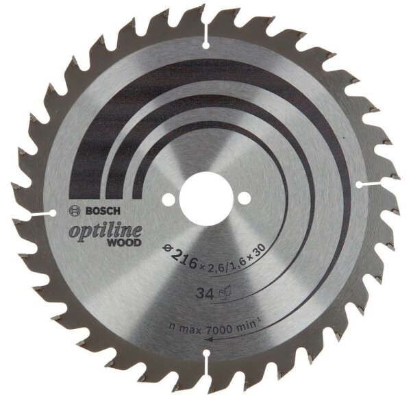 BOSCH Optiline Wood Kreissägeblatt 216,0 mm, 34 Zähne, 1 St.