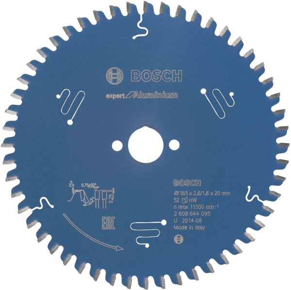 BOSCH EXPERT for Aluminium Kreissägeblatt 165,0 mm, 52 Zähne, 1 St.