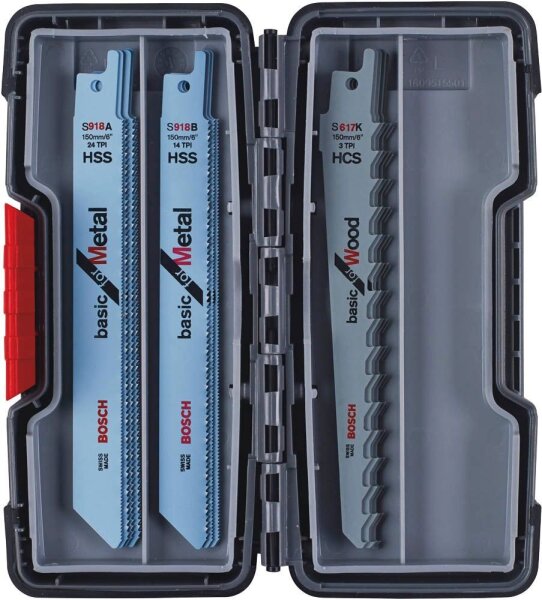 BOSCH ToughBox Basic Wood/Metal Säbelsägeblätter-Set 15-teilig, 1 Set