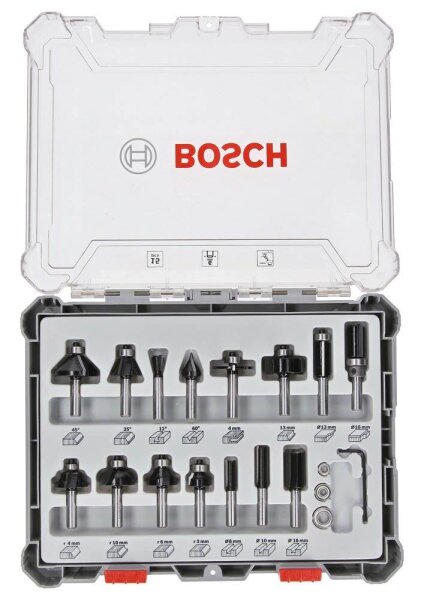 BOSCH Mixed Set Fräser-Set 15-teilig