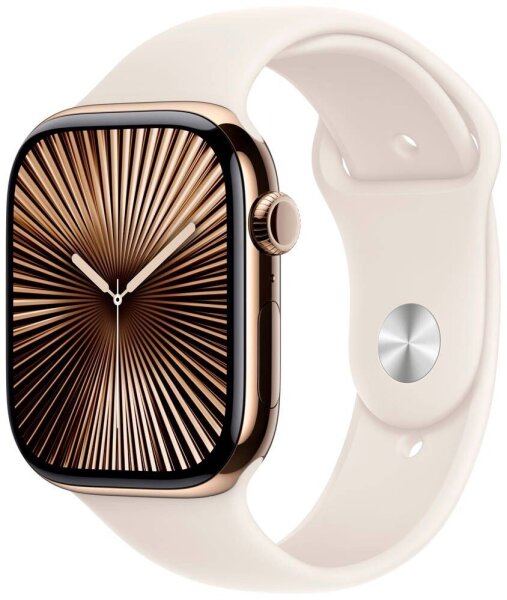 Apple Watch Series 10 46 mm Titan (GPS+Cellular) Sportarmband M/L  polarstern, gold