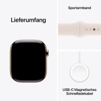 Apple Watch Series 10 46 mm Titan (GPS+Cellular) Sportarmband M/L  polarstern, gold