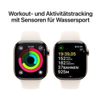 Apple Watch Series 10 46 mm Titan (GPS+Cellular) Sportarmband M/L  polarstern, gold