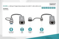 DIGITUS DN-3028  USB C/USB 3.0 A, Ethernet Adapter