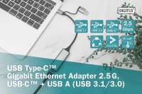DIGITUS DN-3028  USB C/USB 3.0 A, Ethernet Adapter