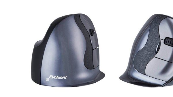 BAKKER ELKHUIZEN Evoluent D Large Maus ergonomisch kabellos grau, schwarz, silber