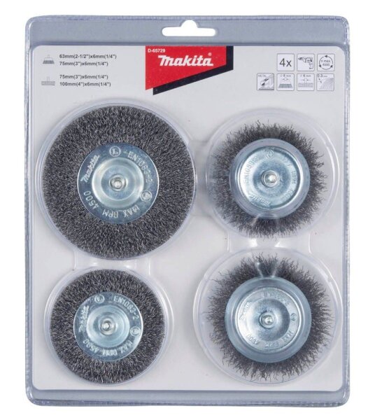 makita Drahtbürsten für Bohrmaschine D-65729, 4 St.