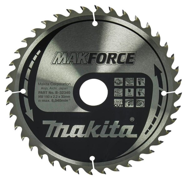 makita B-32340 MAKFORCE Kreissägeblatt 190,0 mm, 40 Zähne, 1 St.