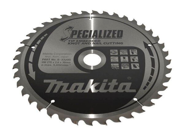 makita B-33205 SPECIALIZED Kreissägeblatt 270,0 mm, 40 Zähne, 1 St.
