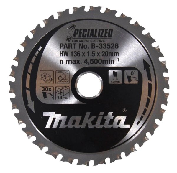 makita B-33526 SPECIALIZED Kreissägeblatt 136,0 mm, 30 Zähne, 1 St.