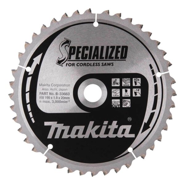 makita B-33663 MAKBLADE Kreissägeblatt 190,0 mm, 40 Zähne, 1 St.