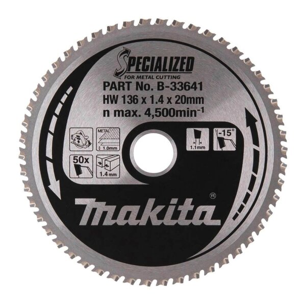 makita B-33641 SPECIALIZED Kreissägeblatt 136,0 mm, 50 Zähne, 1 St.