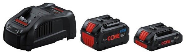 BOSCH Professional Werkzeugakku mit Ladegerät Starter Set 18V Li-Ion 1 x 4,0 + 1 x 5,0 Ah
