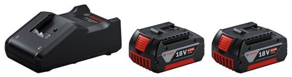 BOSCH Professional Werkzeugakku mit Ladegerät Starter Set 18V Li-Ion 2 x 4,0 Ah
