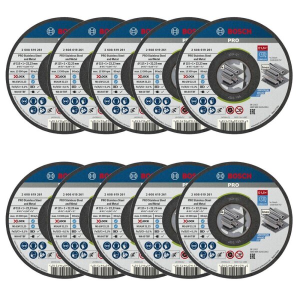BOSCH Trennscheiben PRO Stainless Steel and Metal X-Lock, 10 St.