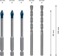 BOSCH Bohrer-Set EXPERT HEX-9 HardCeramic Mixed, 5-teilig