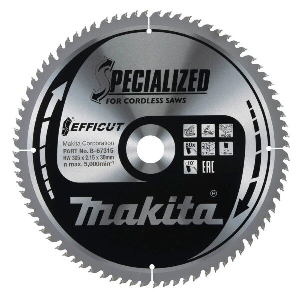 makita B-67315 Kreissägeblatt 305,0 mm, 80 Zähne, 1 St.