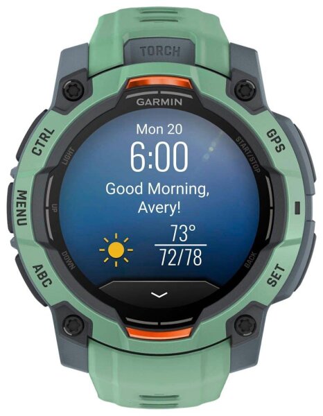GARMIN Instinct 3 AMOLED 45 mm Smartwatch grün, schwarz