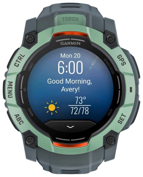 GARMIN Instinct 3 AMOLED 50 mm Smartwatch grün, schwarz